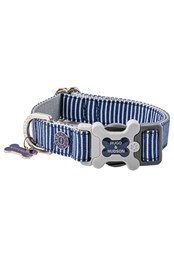 Navy Stripe Bone Buckle Dog Collar Navy