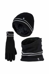 Mens Hi Vis Hat, Neck Warmer & Gloves Winter Set Black