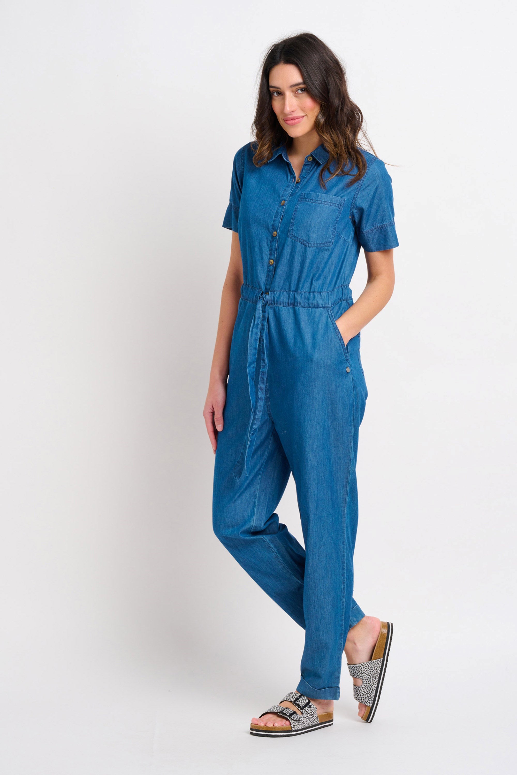 Warehouse gathered neck jumpsuit hotsell