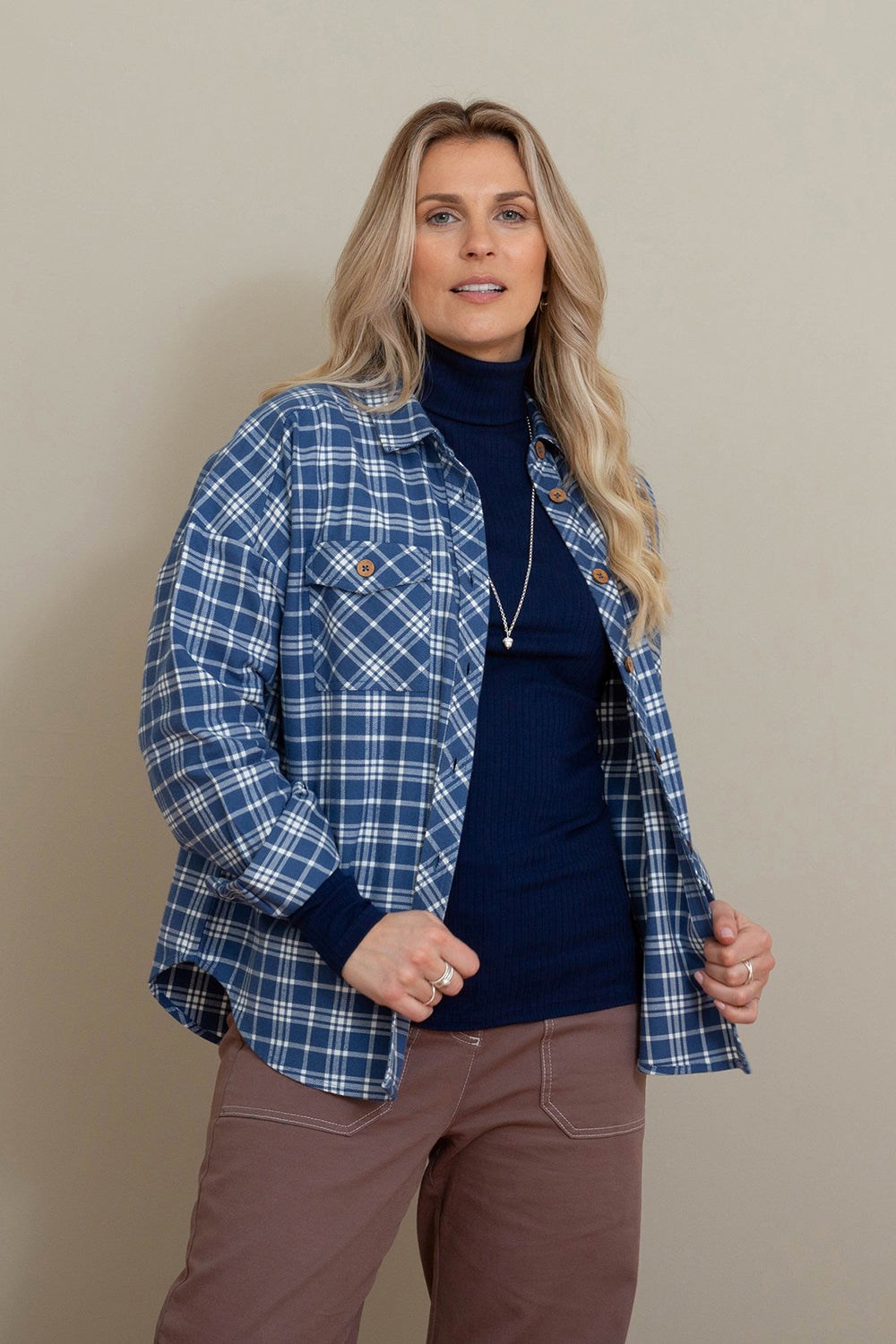 Leigh Womens Organic Oversized Flannel Check Shirt -