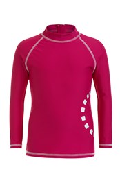 Kids Long Sleeved Rash Vest With Zip Magenta/white