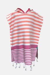 Kids Hooded Poncho Coral/Pink