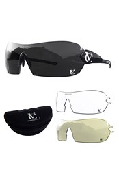 Hypersonic Cycling Sunglasses UV400 Lens Black Frame. Black Lens
