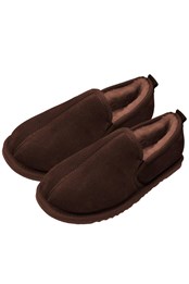 Mens Sheepskin Lined Hard Sole Slippers Chocolate