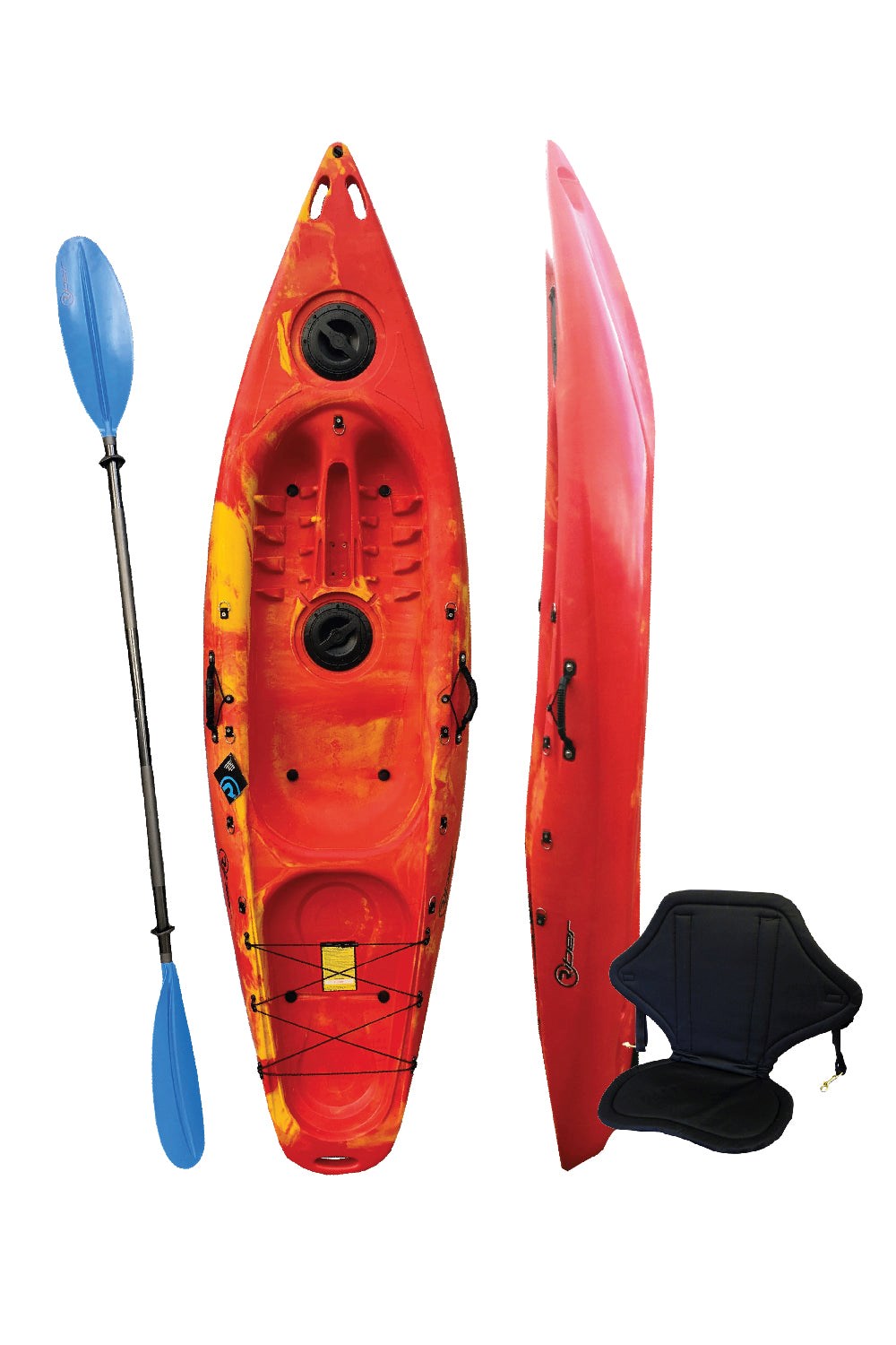 Deluxe Sit on Top Kayak with Paddle and Backrest -