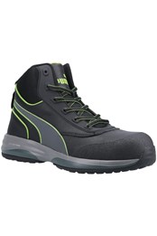 Leather Mens Safety Boots Green/Black