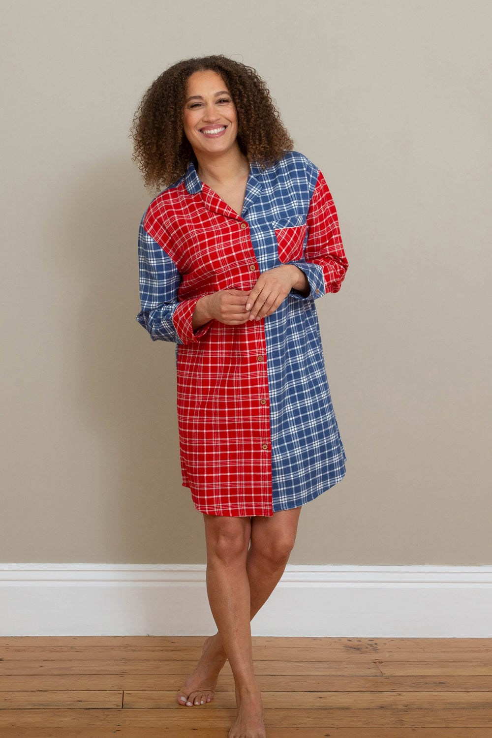 Cosmore Womens Organic Flannel Check Nightshirt -