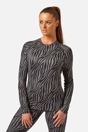 CarbonDri® Womens Cozy Crewneck Base Layer Black Zebra