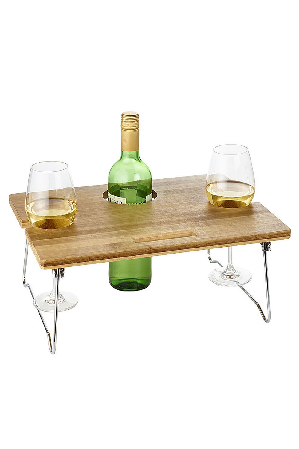 Portable Foldaway Bamboo Wine & Drinks Table -