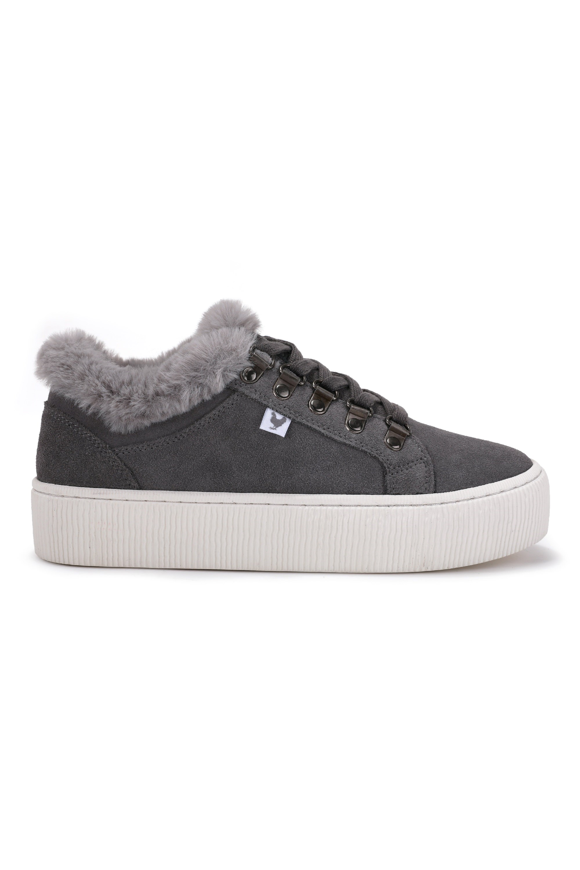 Suede and Faux Fur Platform Womens Sneakers -