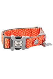 Orange Geometric Bone Buckle Dog Collar
