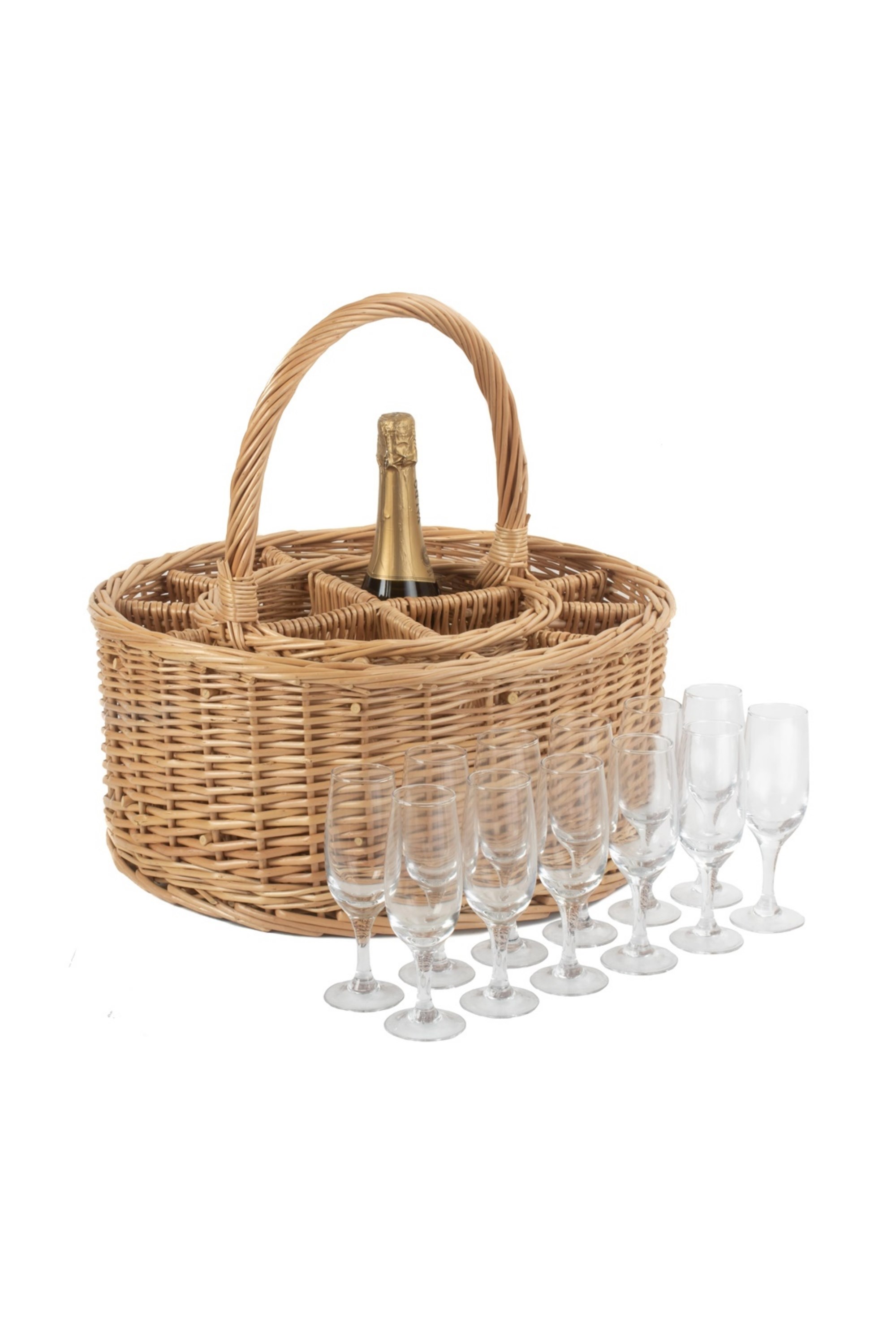 Garden Picnic Basket Complete with 12 Glasses -