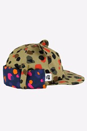 Kids Cub Sun Hat with Neck Flap Neutral Leopard Print