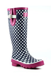 Womens Polka Dot Wellington Boots Purple