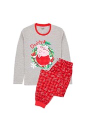Mens Daddy Pig Christmas Pyjama Set Red/Grey