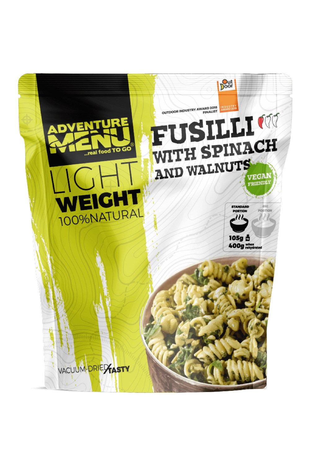Vegan Fusilli with Spinach and Walnuts (105g) -