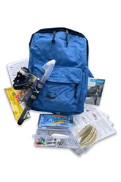 Travel Sea Fishing Kit with Telescopic Rod Blue Backpack