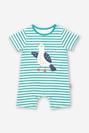 Silly Seagull Baby Organic Cotton Romper Blue