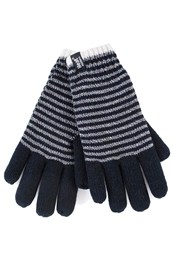 Womens Striped Thermal Gloves Black (Oslo)