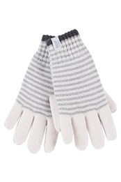 Womens Striped Thermal Gloves Cream (Oslo)