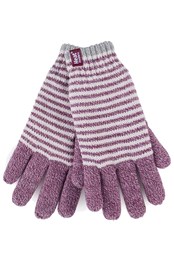 Womens Striped Thermal Gloves Rose (Oslo)