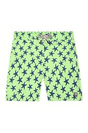Fresh Green & Blue Starfish Mens Swim Shorts Green