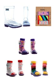 Toddler Transparent Welly Boots and Socks Package Transparent