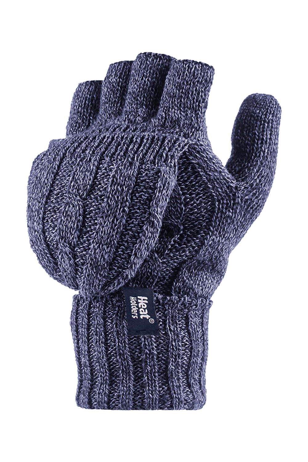 Womens Knit Thermal Fingerless Converter Gloves