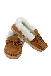 Kids Sheepskin Moccasin Slippers Chestnut