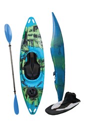 White Water Tourer Kayak with Paddle & Spraydeck Green/Blue/Black