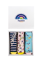Womens Set of Three Socks in a Gift Box Multicoloured
