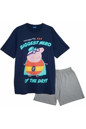 Mens Grandpa Pig Slogan Pyjama Set Navy/Grey Heather