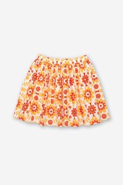 Groovy Floral Kids Organic Cotton Skirt Orange