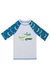 Alligator Kids UPF 50+ Rash Vest Green Gators on Blue