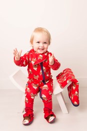 Highland Cow Baby Zip Up Romper Red