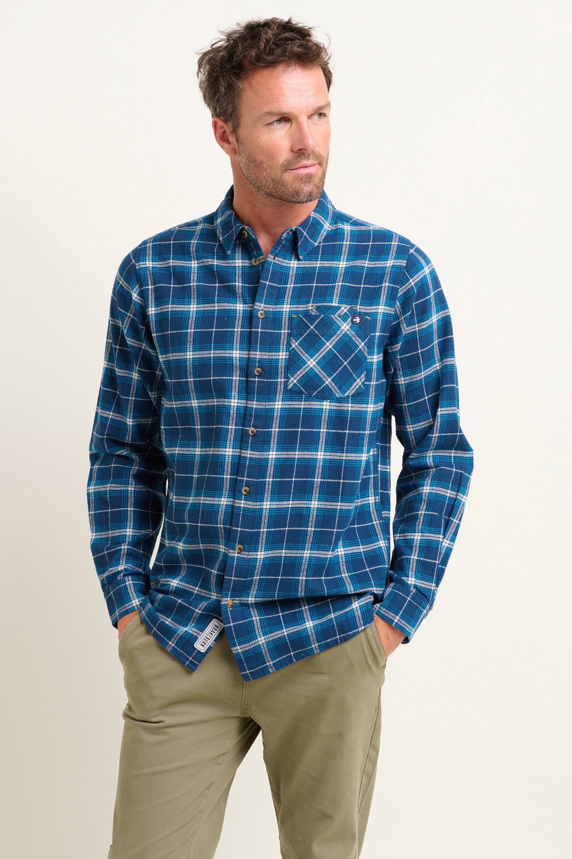 Mens Navy Check Shirt