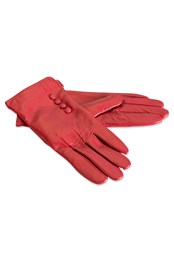 Womens 4 Button Leather Gloves Red