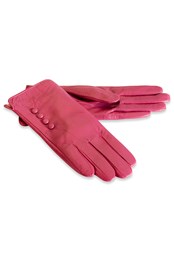 Womens 4 Button Leather Gloves Fuchsia