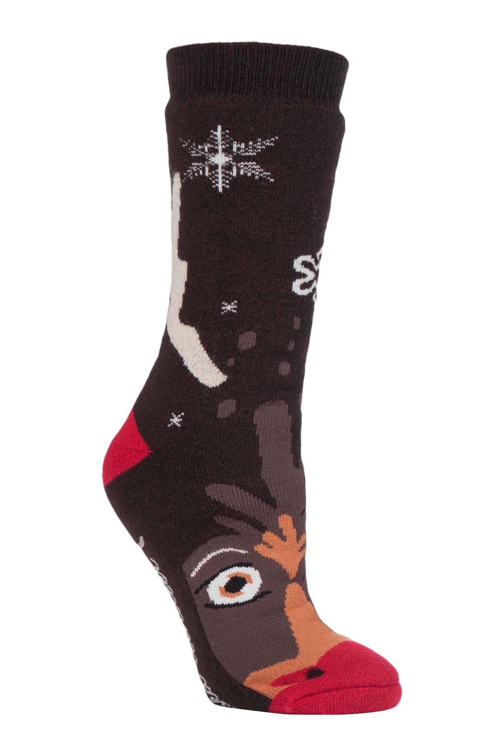 Womens Christmas Non Slip Thermal Slipper Socks -