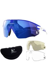 Missile Cycling Sunglasses with UV400 Red Lens Blue Frame. Blue Lens