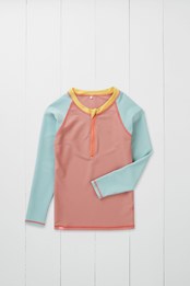 Ribbed Kids Long Sleeve Rash Vest Rose