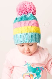 Toddler Striped Bobble Hat Pastel Stripe