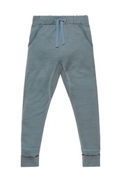 The 24 Hour Kids Merino Trousers Denim Blue with Blue Stitch
