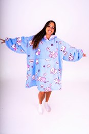 Womens Super Soft Lounge Wearable Blanket Blue Elephant