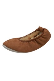 Womens Sheepskin Lined Ballerina Slippers Chestnut