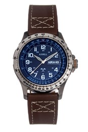 Blazer Leather Strap Watch 10ATM Water Resistance Brown/Navy