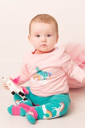 Unicorn Baby/Toddler Long Sleeve Top Pale Pink/Teal