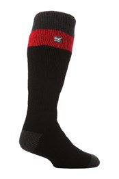Mens Knee High Thermal Ski Socks Black/Red
