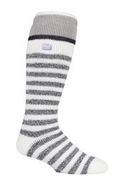 Mens Knee High Thermal Ski Socks Cream Stripe