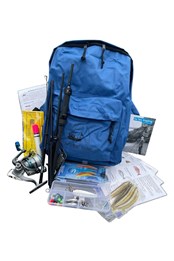 Travel Sea Fishing Kit with 6 Piece Carbon Rod Blue Backpack